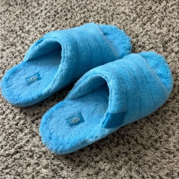 Slippers Ugg Slides Blue And White UGG Fluff Yeah Slide Slippers